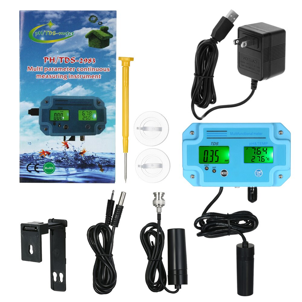 Ph Meter Water Detector 3 in 1 pH/TEMP LCD Digital Meter Test Meter Water Monitor Water Tester