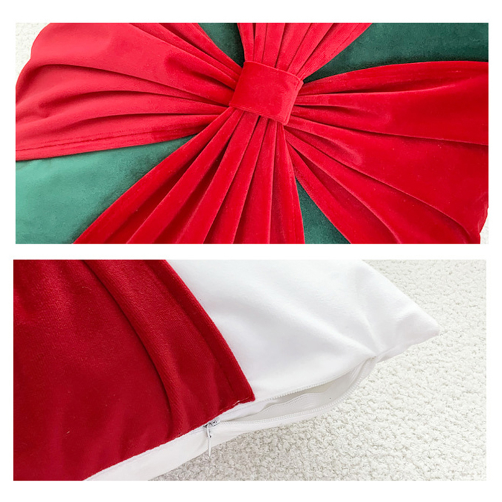 Christmas Decoration Throw Pillowcase Flannelette Bow Sofa Pillow Cover Living Room Decoration Cushion Cover 45X45