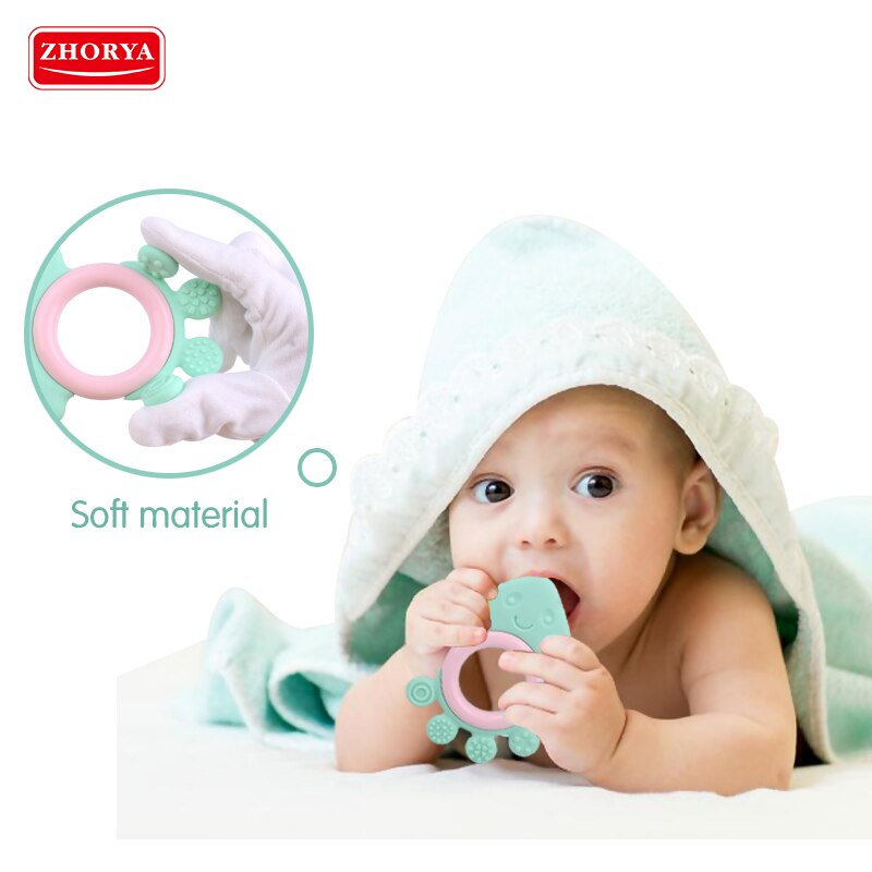 Zhorya Baby & Kleinkind Spielzeug Food Grade Silikon Beißring Rasseln Baby Zahnbürste Infant Ausbildung Zahn für kinder Baby