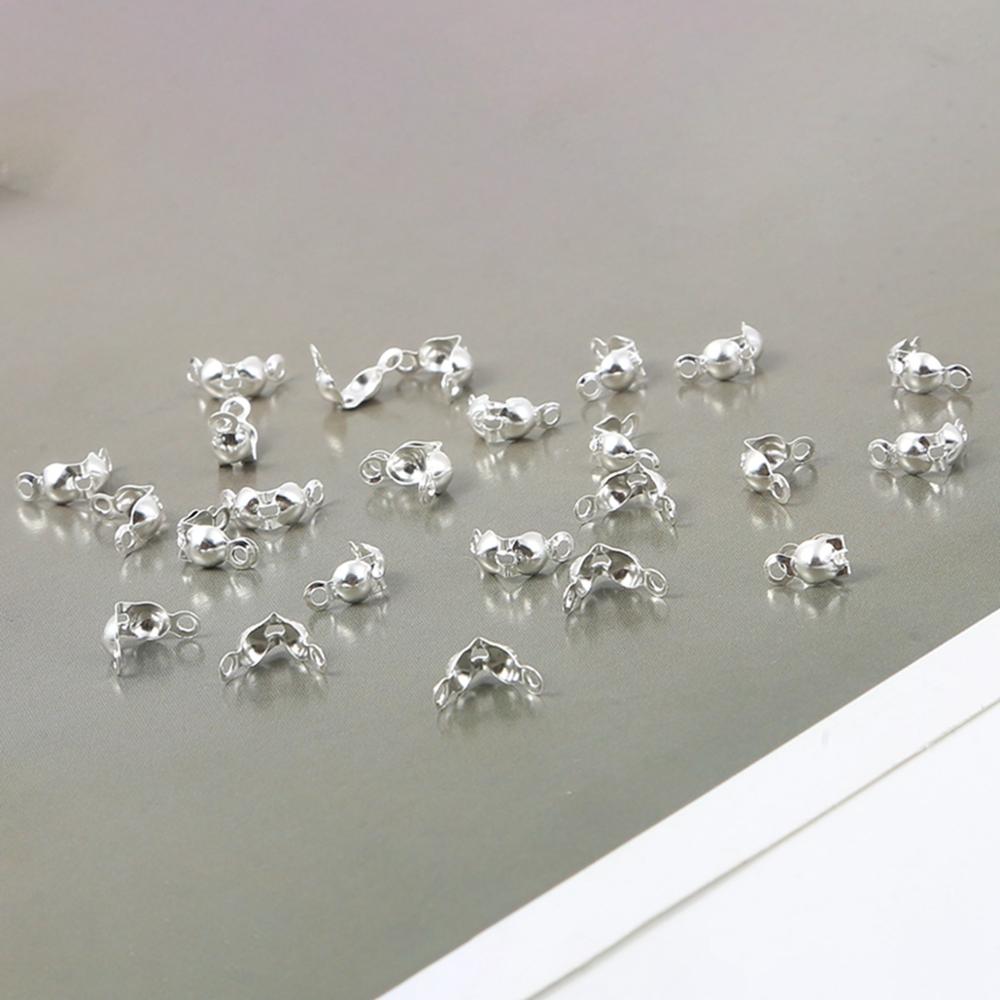 100 pcs/lot 4x7mm mousqueton connecteur fermoir boule chaîne Calotte fin sertissages perles connecteur composants pour bijoux à bricoler soi-même faisant Supplie: Silver