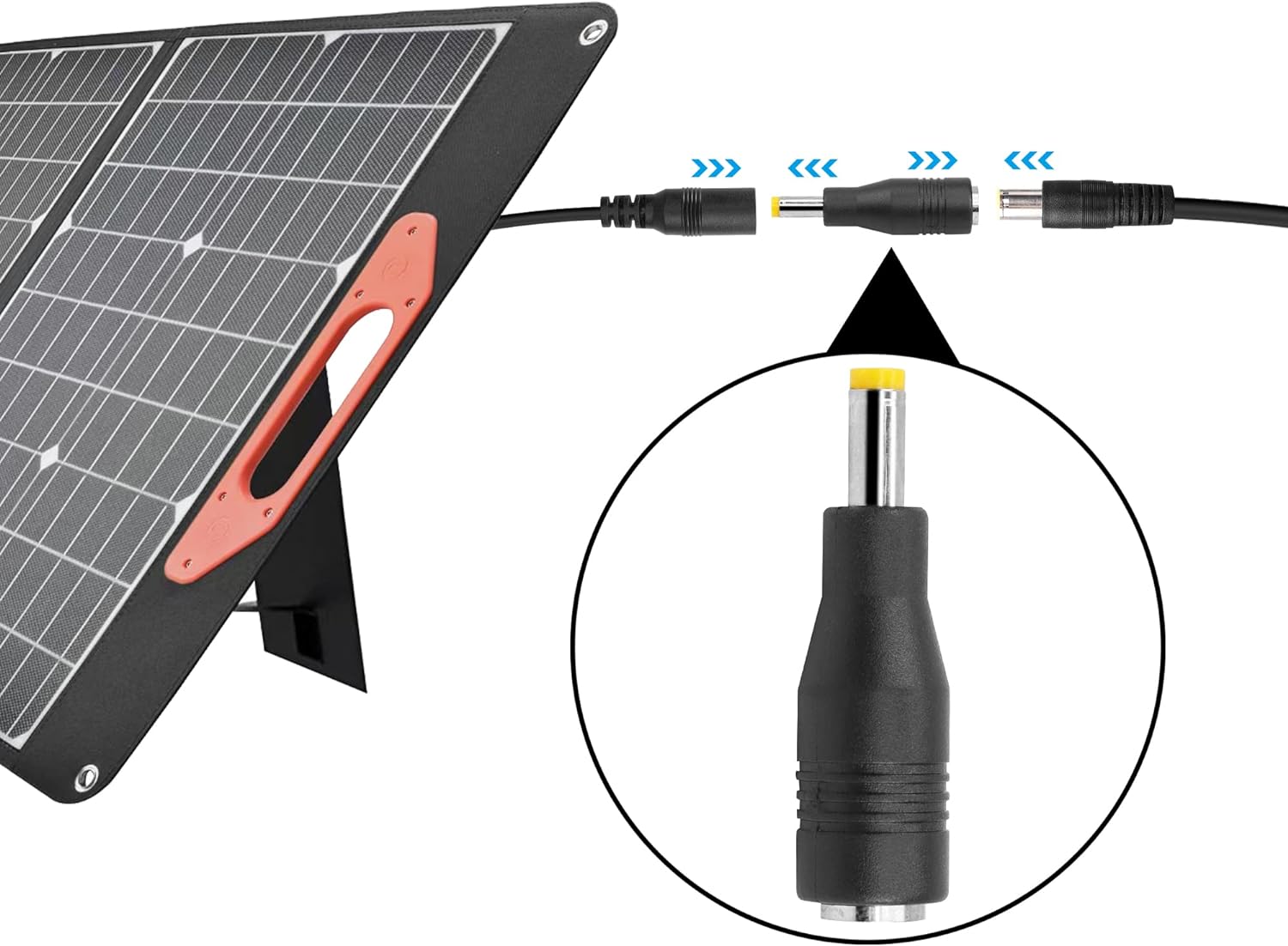 DC 8 mm Buchse auf DC 5,5 mm x 2,5 mm Stecker-Adapter für tragbare Backup-Kraftwerk-Solargenerator mit wiederaufladbarem Akku