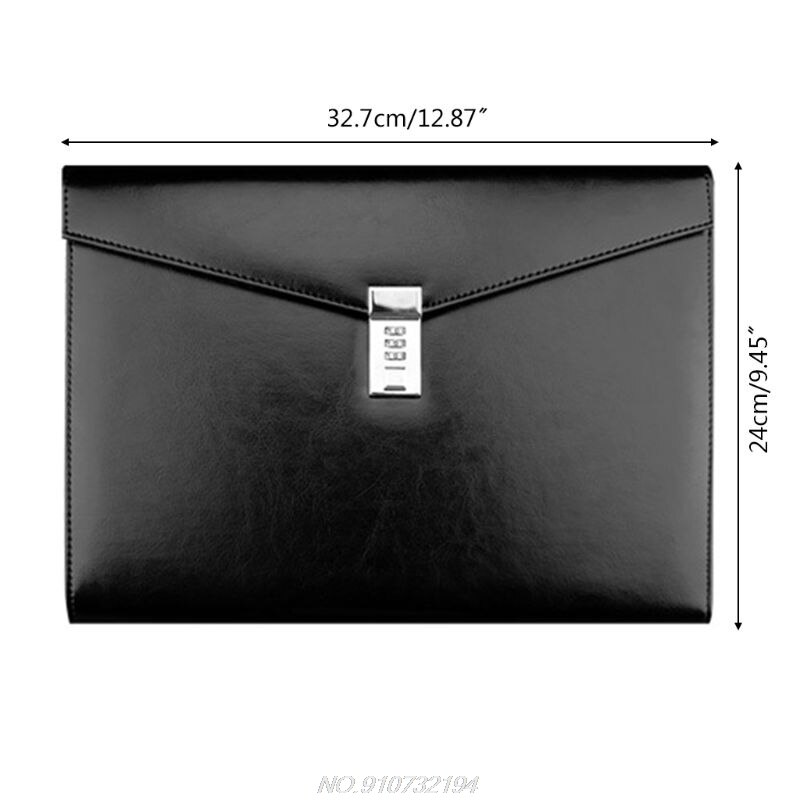 A4 Document File Folder with Password Lock Briefcase Organizer PU Leather Office Manager Bag N25 20