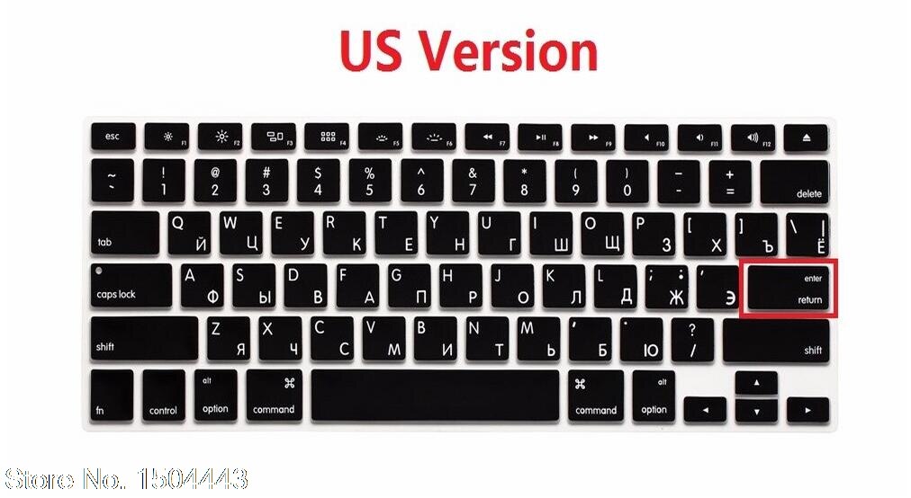 EU Euro US Version RUS Russian Keyboard Cover For Macbook Air Pro Retina 13 15 Rainbow Computer Keyboard Protector: US Version black