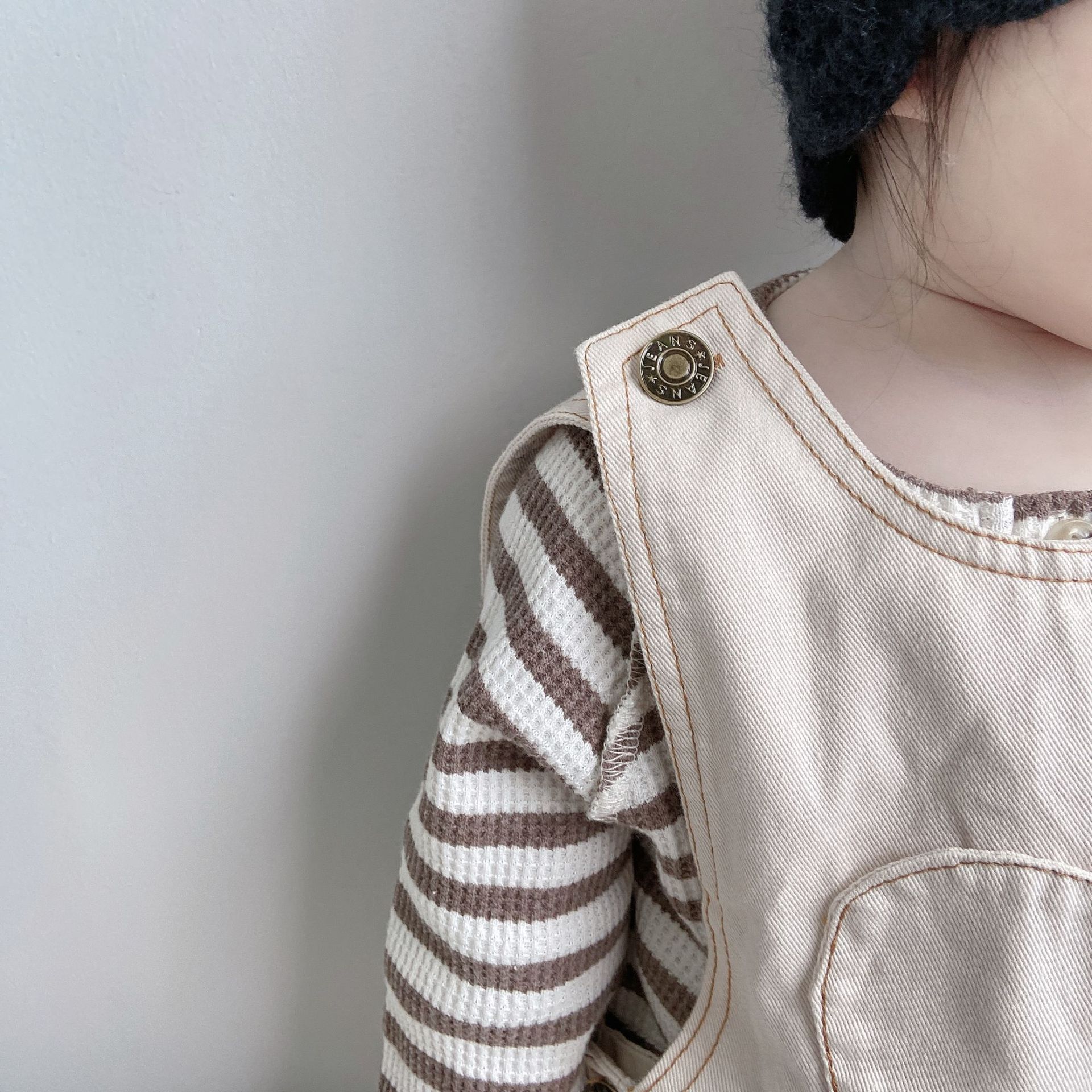 Combinaison en denim ample et doux pour enfants de 0 à 5 ans, à manches pour garçons et filles, à poche en cœur, combinaison automne