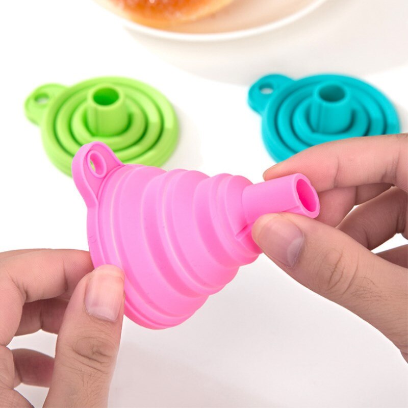 Tolva plegable de silicona portátil, embudo dosificador de silicona, plegable, retráctil, para cuello, 2 uds.