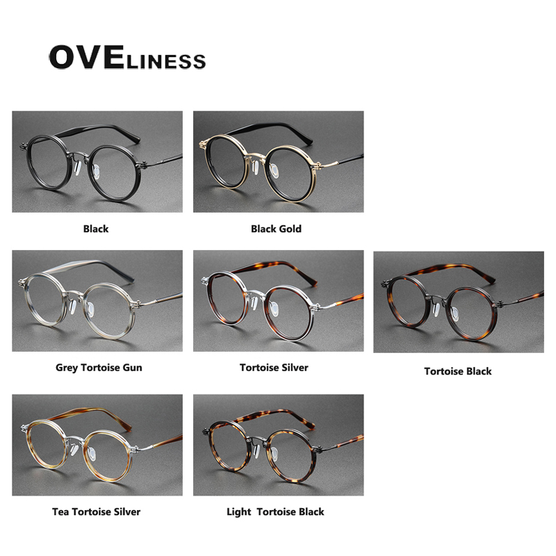 Jahrgang Runde Acetat Titan Brille Rahmen Männer Myopie Optische Brillen Rahmen Frauen Korea Luxus Brillen