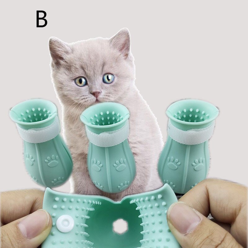 Couvre-pieds en Silicone anti-rayures et morsures pour chat, chaussures de bain pour animaux de compagnie: Bump light green
