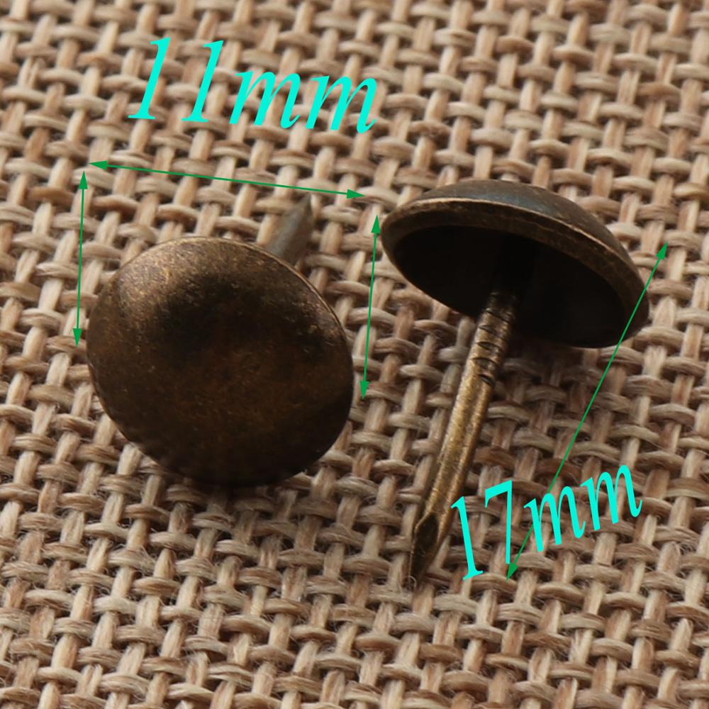 50 st klädstycken ,11mm antika bronsspikspikar nitar, klädselnaglar spikar, tumspikar gamla spikar, dubbspikar