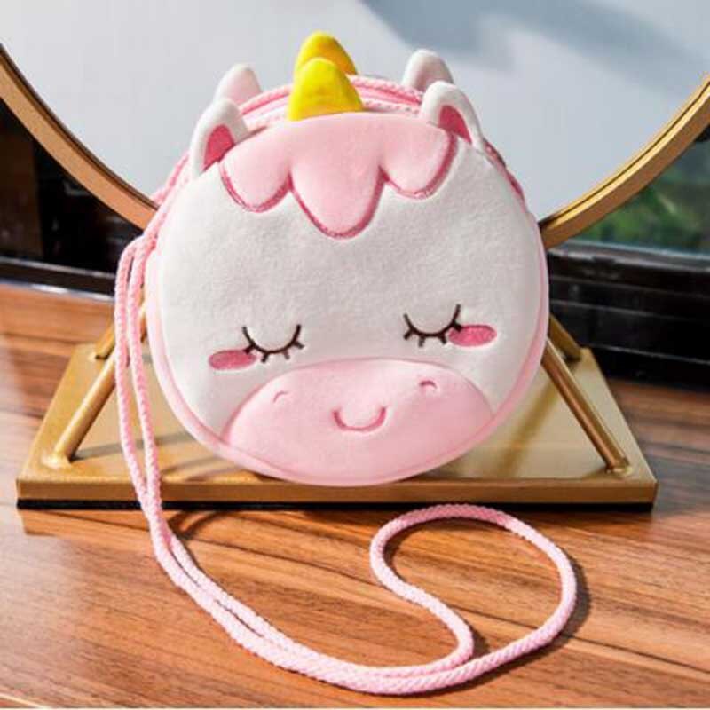 Cute Unicorn Children Plush Coin Purse Girls Good Birthday Children Inclined Shoulder Bag Little Princess zipper Bag: 12