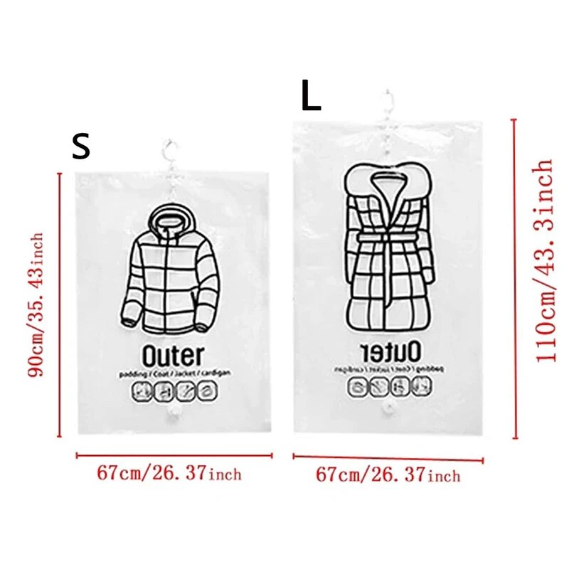 Ophangbare transparante vacuümopbergzakken Gecomprimeerde kledingkast Organizer Tas voor kleding Jas Donsjassen Stofkap