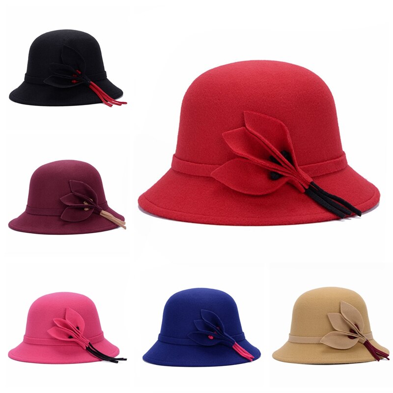 Sombreros de fieltro de estilo británico Vintage para mujer, gorros de lana cálidos de , gorra de Color sólido, accesorios de para Otoño e Invierno