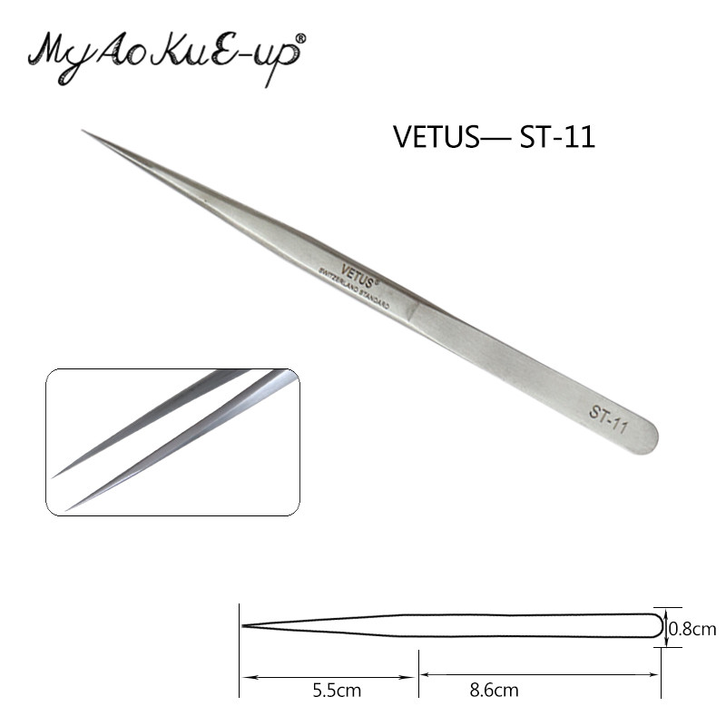 Anti-statische ST vetus pinzette 1 stücke Original Pinzette für Wimpern Extensions Edelstahl ST-10/11/12 /13/14/15/16/17 Pinzette: WEISS