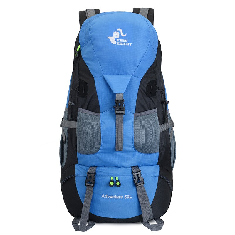 Free Knight 50L Men Outdoor Hiking Backpack, Waterproof Climbing Camping Rucksack, Riding Backpack,Sports Travel Storage Bags: light blue
