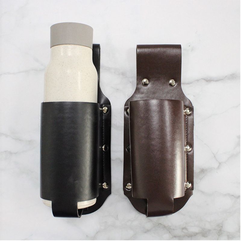 Portable PU Leather Beer Holster Metal Waist Belt Bag Handy Wine Bottles Beverage Can Holder