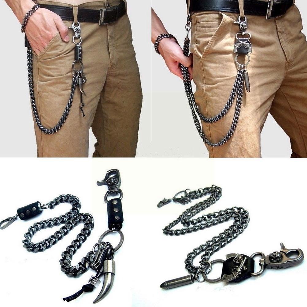 Chaîne de taille 2 lignes Punk Jean réglable Hip-hop métal hommes crâne accessoires chaîne tête métal pantalon chaîne Gadgets pour hommes
