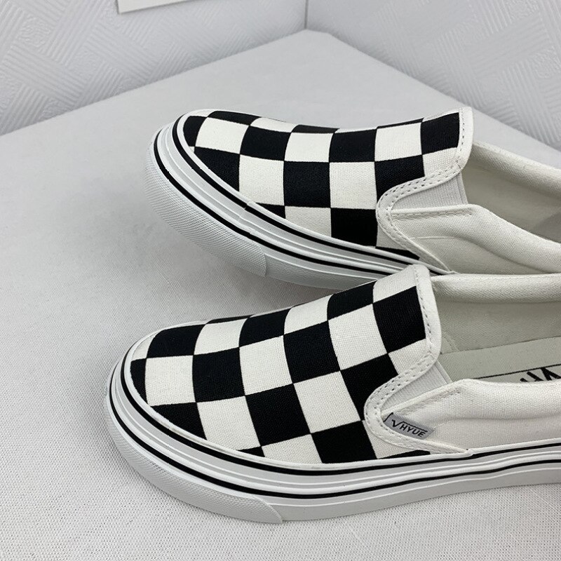Classique femmes fond épais noir blanc damier vulcanisé toile chaussures bas haut rue skateboard chaussures baskets