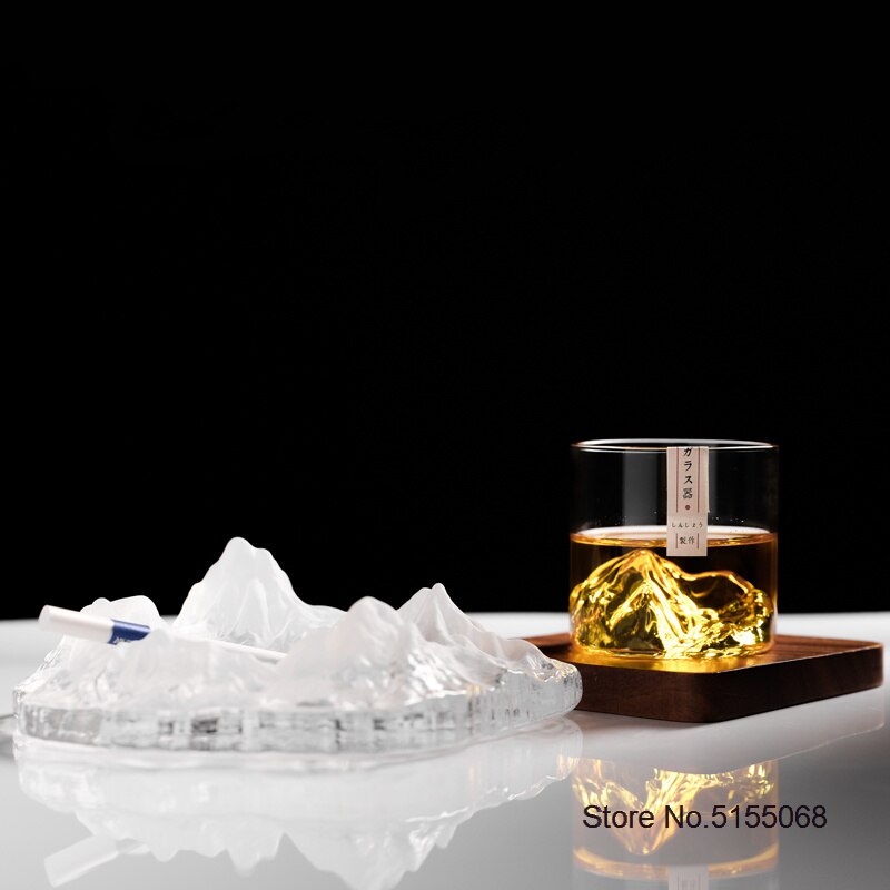 Iceberg – verre à liqueur 3D, 2 pièces, pour liqueur de montagne, verre de Vodka, coffret en bois, ensemble de verres à vin de style japonais