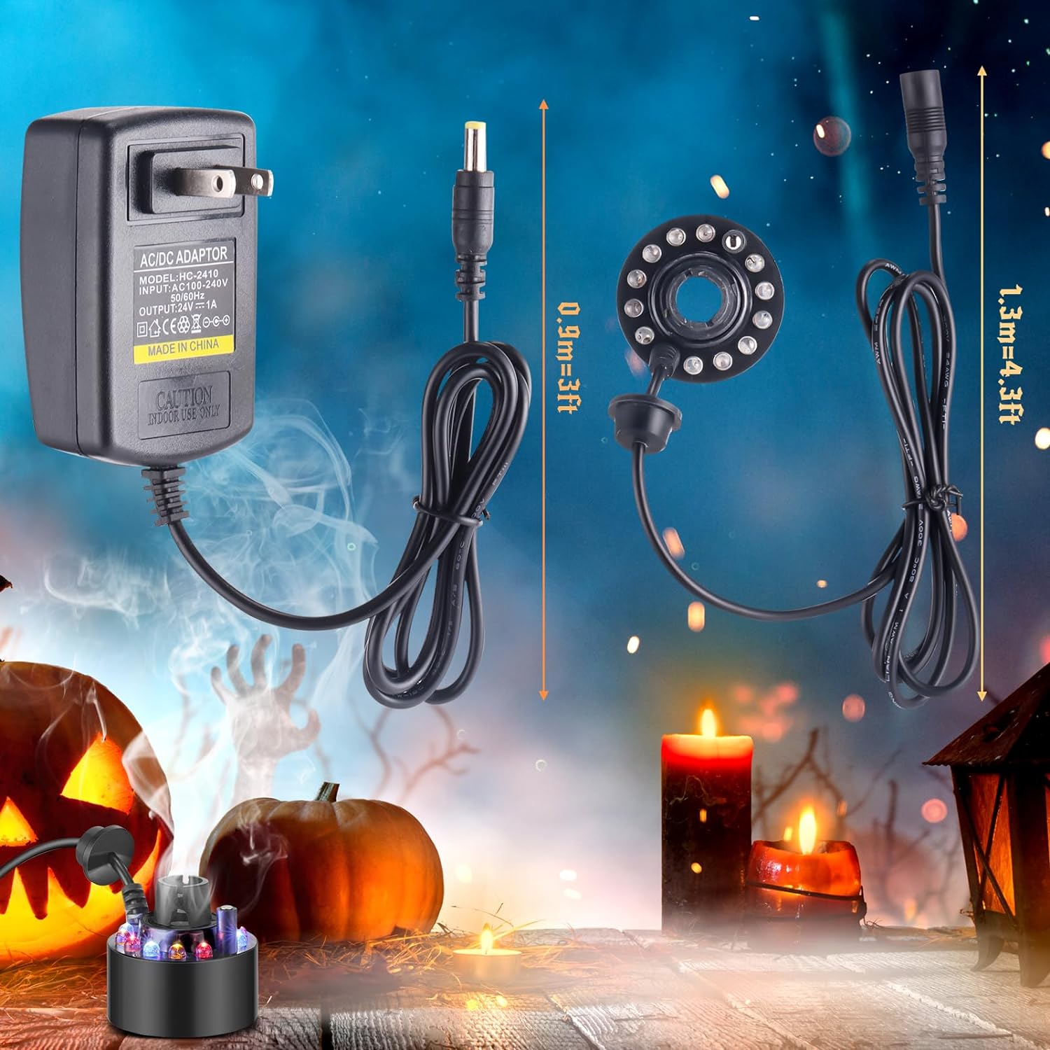 Generador de niebla ultrasónico, nebulizador de 24V, cabezal atomizador, lámpara de Aroma con 12 luces para humidificador, difusor, fabricante de niebla