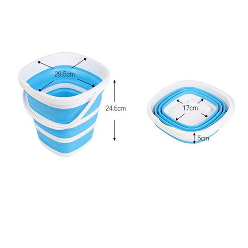 Mini vaskemaskine bærbar ultralydsrenser turbine sammenklappelig spand type tøjvask rengøring til hjemmerejse: Firkantet foldespand