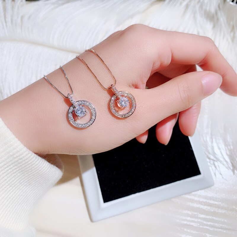 Nouvelle tempérament cercle CZ collier or argent couleur brillance Zircon délicate clavicule tour de cou Bijoux de fiançailles de mariage