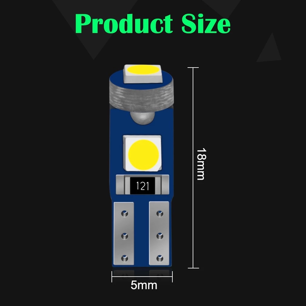 2/10 Uds T5 bombilla Led W3W W1.2W Led Canbus luces interiores de coche tablero indicador de calentamiento cuña lámpara de instrumento automático 12V