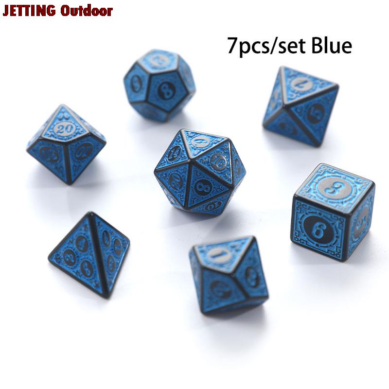 7 pz/set poliedrico 7-Die intagliato modello dadi Set D4 D6 D8 D10 D % D12 D20 per RPG DND forniture di gioco: blue