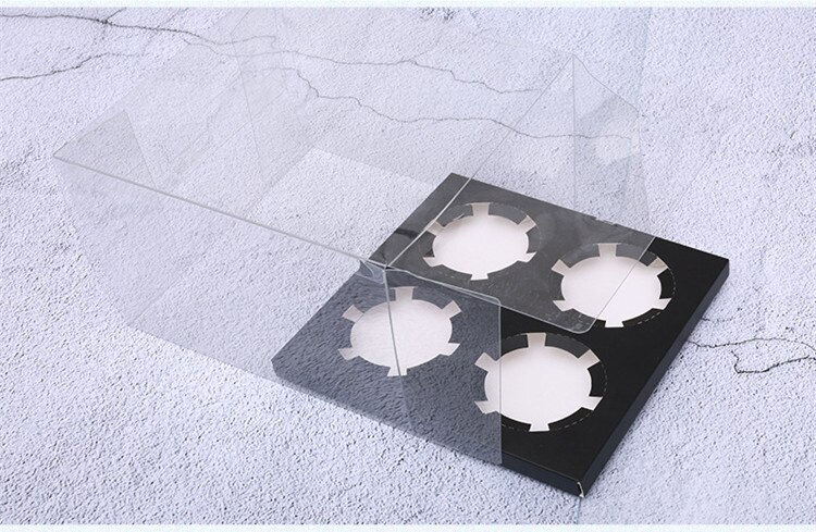 Scatola per Cupcake - 10 Set - Coperchio Trasparente - 2/4/6/12 Griglie - Contenitore in Plastica per Mini Muffin e Biscotti: 4 griglie pad nero