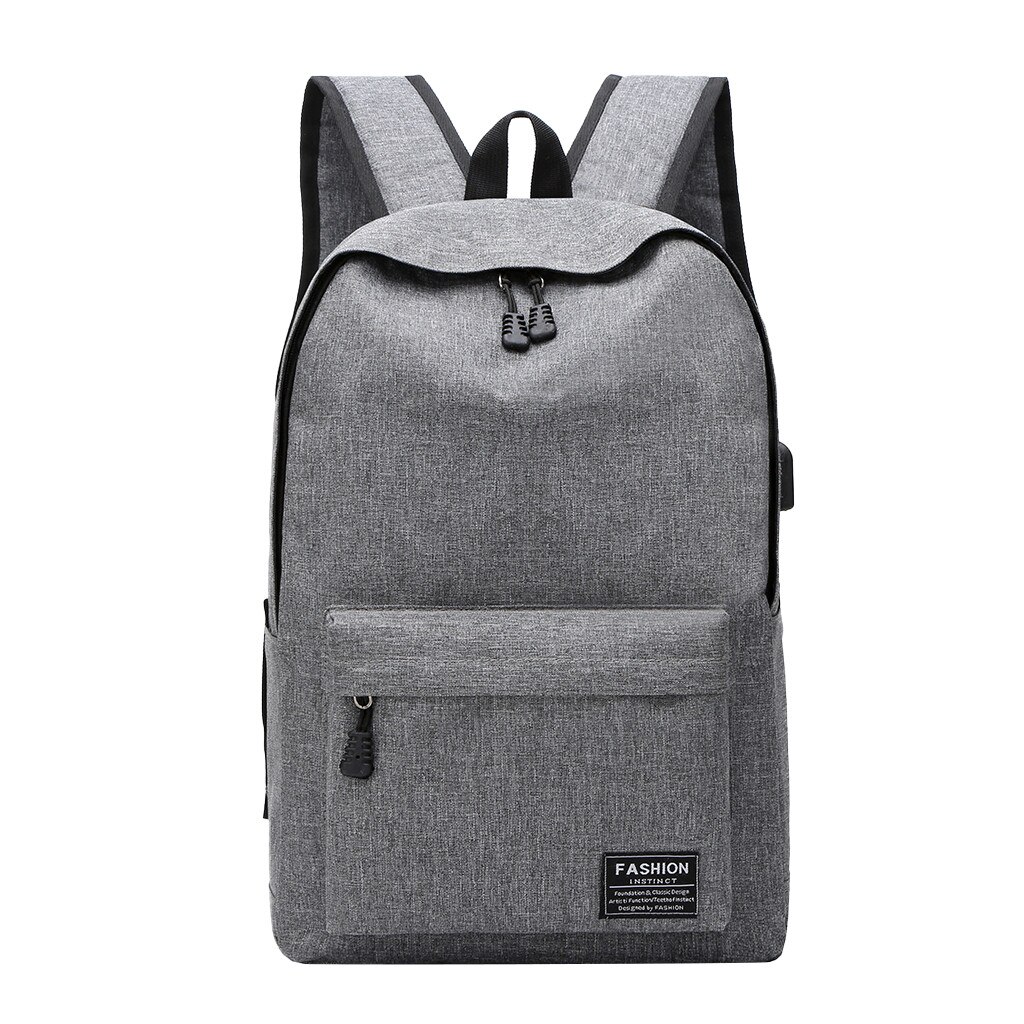Men Business Laptop Casual Backpack Student Bag Outdoor Travel Backpack With USB Teenagers Men Women Student School Bags @18: Gray