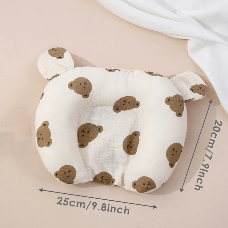 Babykissen, Cartoon-Druck, niedliche kleine Ohrdekoration, weiche, atmungsaktive U-förmige Kissen für Kleinkinder von 1–3 Jahren, 20 x 25 cm
