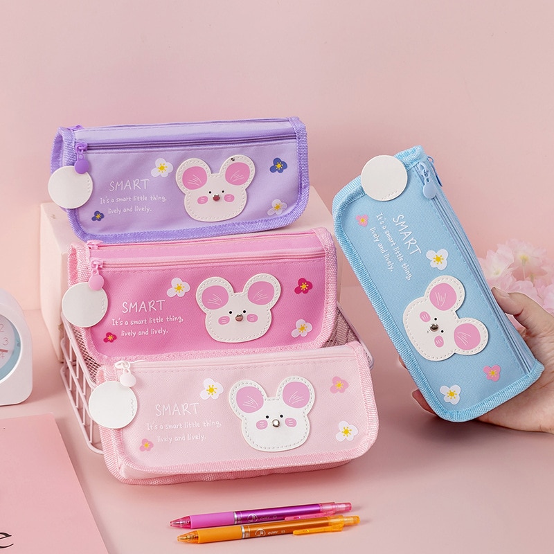 Kinbor Cute Duck Pencil Case Fabric Large Capacity Stationery Tools Storage Back To School Supplies