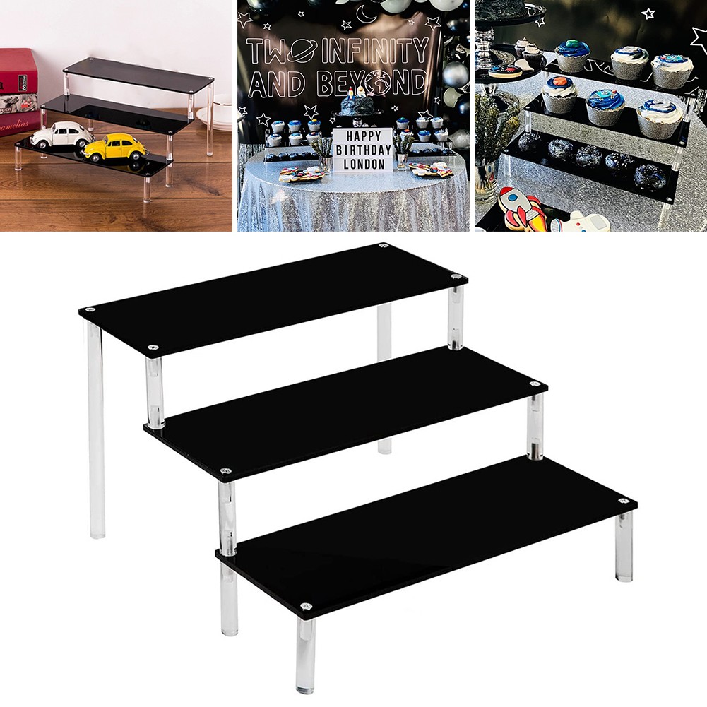 1pcs Acrylic 3 Step Ladder Display Rack Perfume Doll Model Car Ladder Display Stand Risers Shelf Party Decorations