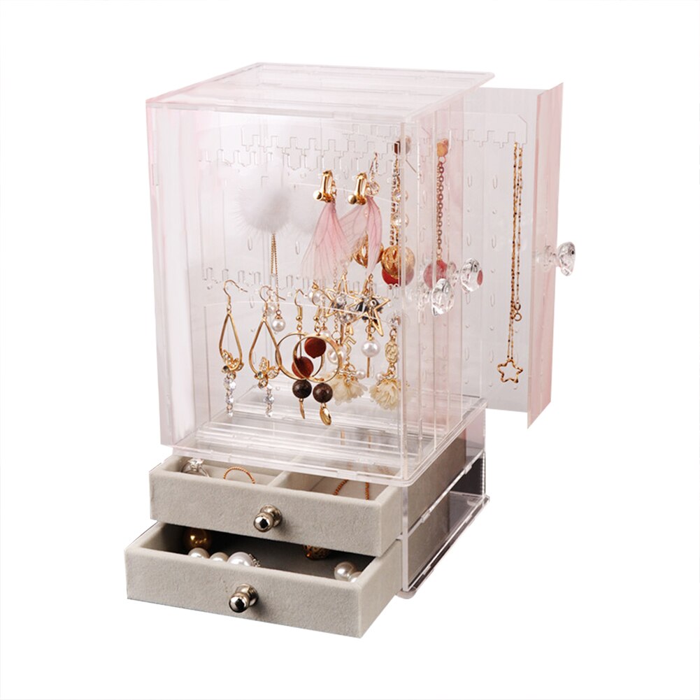 Jewelry Organizer Storage Box Necklace Display Case Earrings Bracelet Hanger Decoration Girls Women Makeup Storage Case: TR