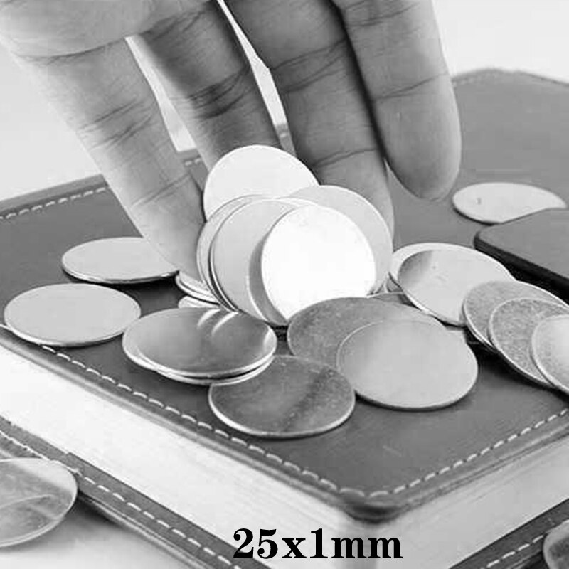 5/10/20/30/50/100/150 stk. 25 x 1 mm tynde neodymmagneter stærk 25 mmx 1mm permanent rund magnet 25 x 1mm kraftig magnetisk 25*1