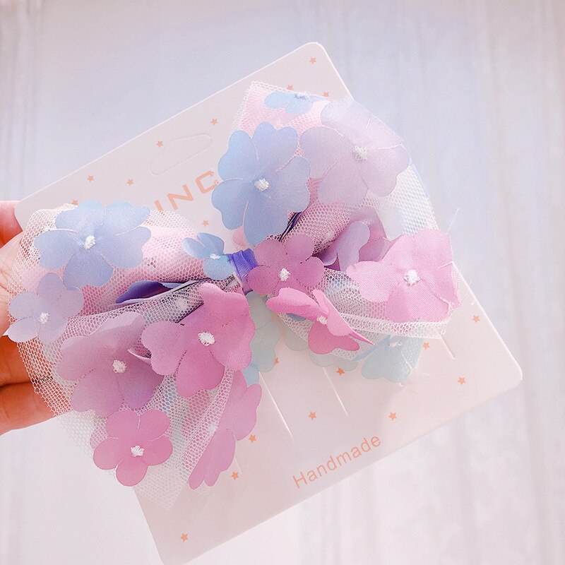 Mooie 3D Opknoping Bloem Mesh Hair Bows Kleurrijke Gradient Regenboog Kleur Haar Clip Prinses Haarspelden Hairbow Haaraccessoires: multicolor3