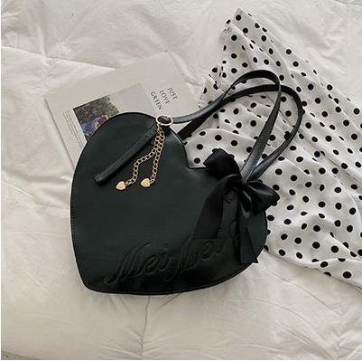 niedlich Rot Herz Bogen Lolita Casual Schulter Tasche Handtasche Damen Totes Tasche Frauen Bolsa Einkaufstasche Tasche: Black
