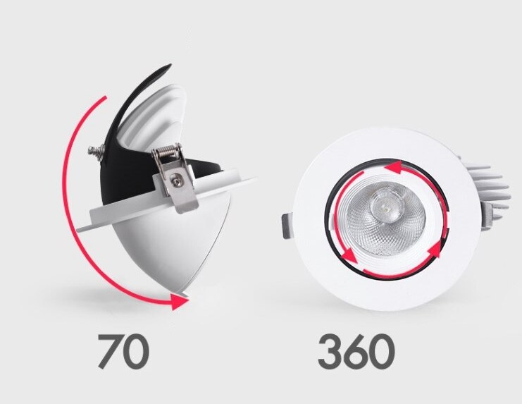 LED Dimmable Downlight COB 5W 12W 20W 30W Recessed LED Ceiling Spot Light 360 Degree Adjustable AC110V 220V Ceiling Downlight