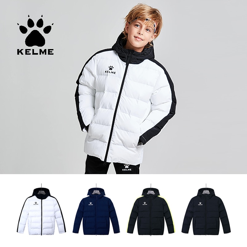 KELME Kid Winter Jacket Sports Hooded Jacket Boys Girls Windproof Warm Outdoor Cotton Coat 3883405