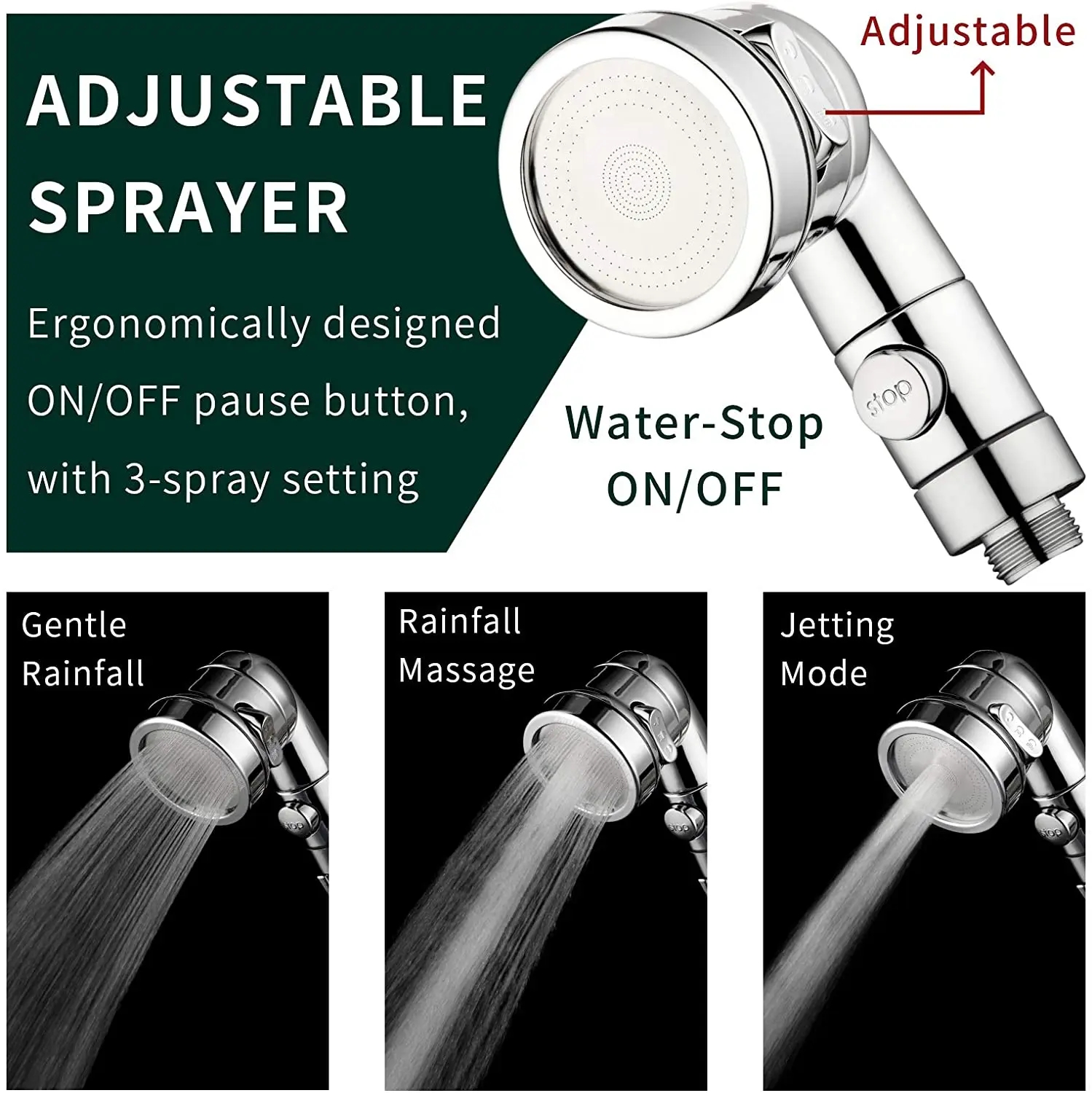 Robinet de Bidet à 3 modes, pomme de douche externe, salle de bains, cuisine, lavabo, adaptateur séparateur, ensemble de douche de dérivation d'eau pour Salon de beauté