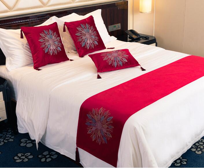 Bloemen Spreien 45cm Breedte Bed Runner Luxe Bed Vlag Decoratieve Bed Cover 100% Polyester Voor Thuis Hotel Gebruik: 8 da hong se / Vol