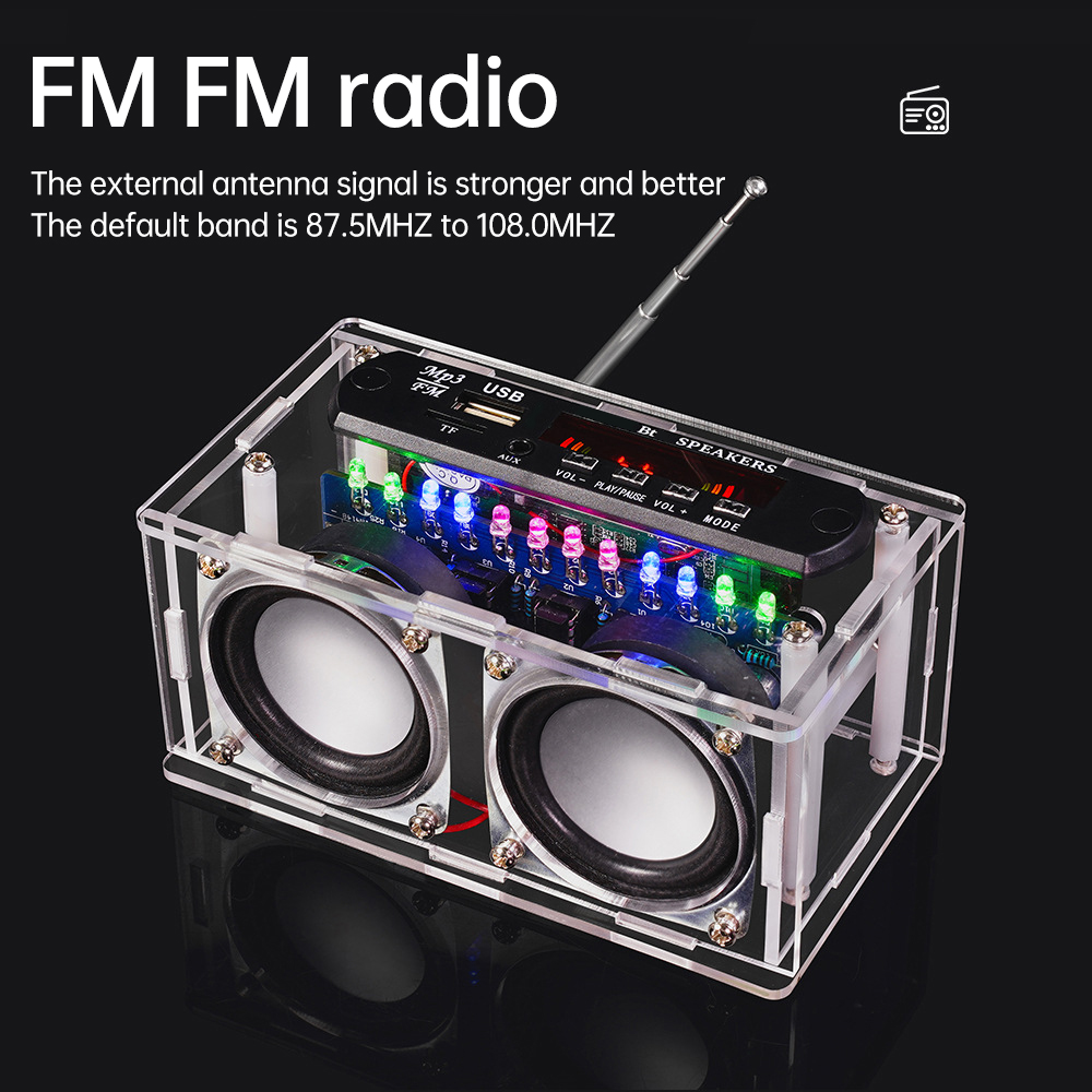 DIY FM Radio Stereo Kit 87.5-108MHZ met Versterker Bluetooth Speaker Spectrum Analyzer Elektronische Solderen Praktijk losse Onderdelen