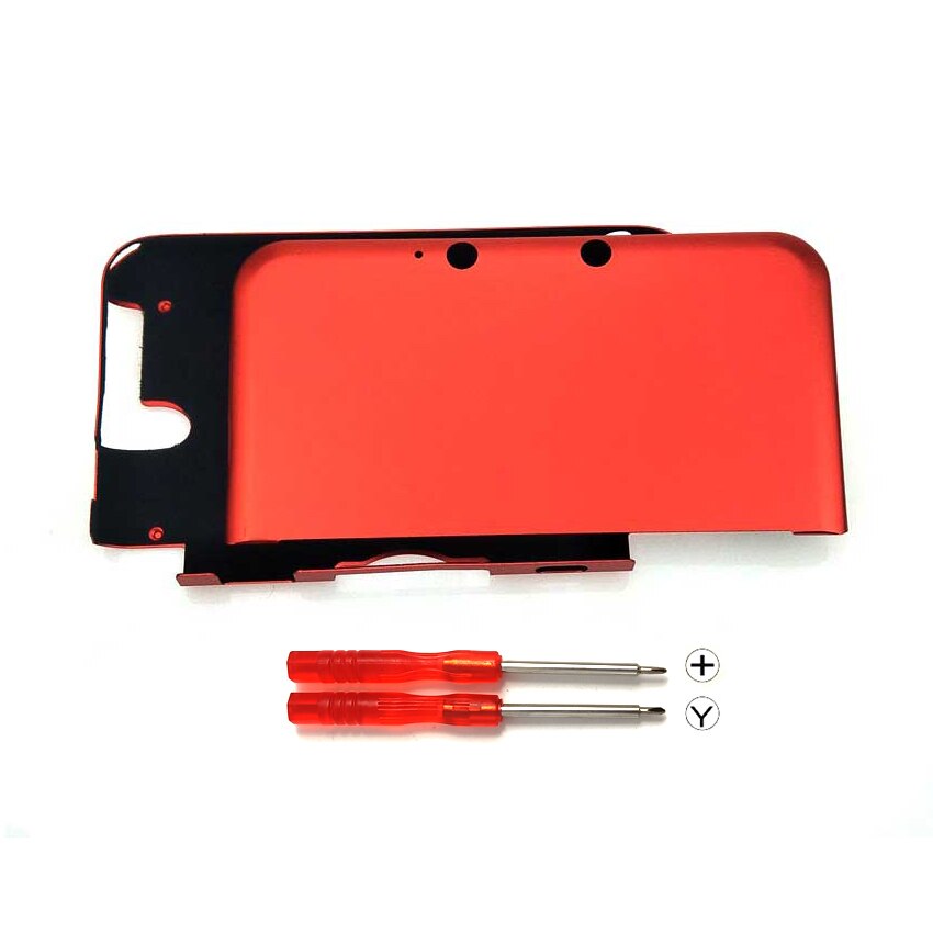 YuXi Aluminum Hard Metal Box Protective Shell Front + Back Cover Case For Nintend 3DS XL LL with screwdrivers Repair Tool: Red