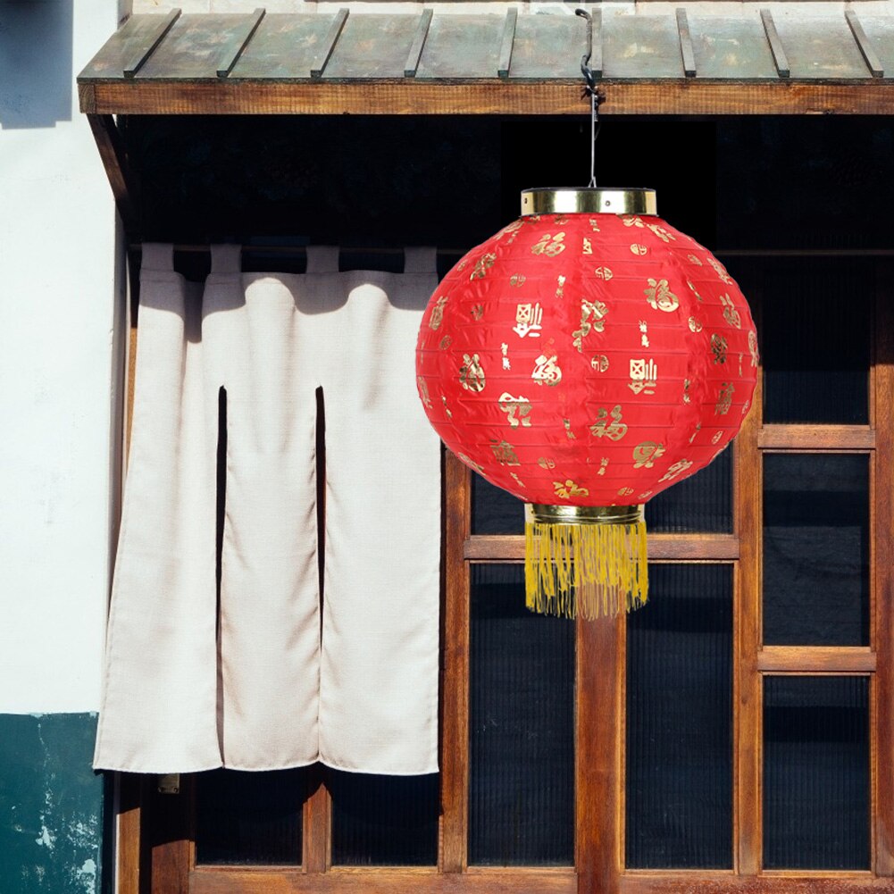 Linternas chinas a prueba de agua, lámpara colgante de tela de estilo chino tradicional de 10 pulgadas, con borlas, decoración para Festival