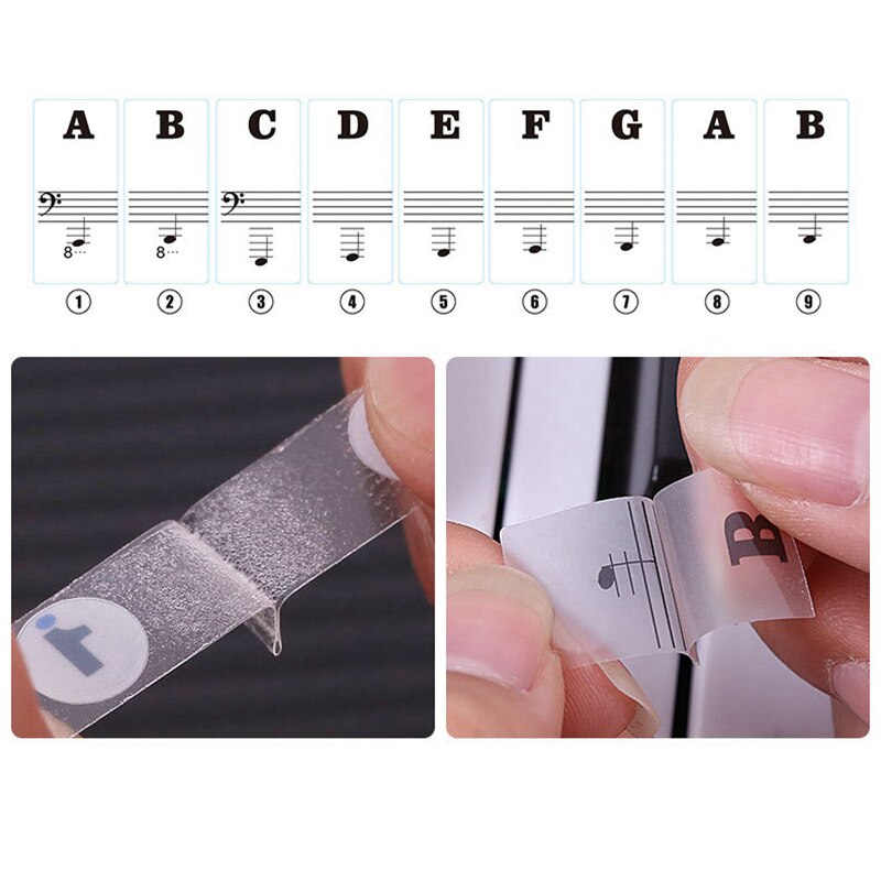 Piano Stickers for Keys Full Set Piano Keyboard Stickers for 88/61/54 Keys Removable with Numbers