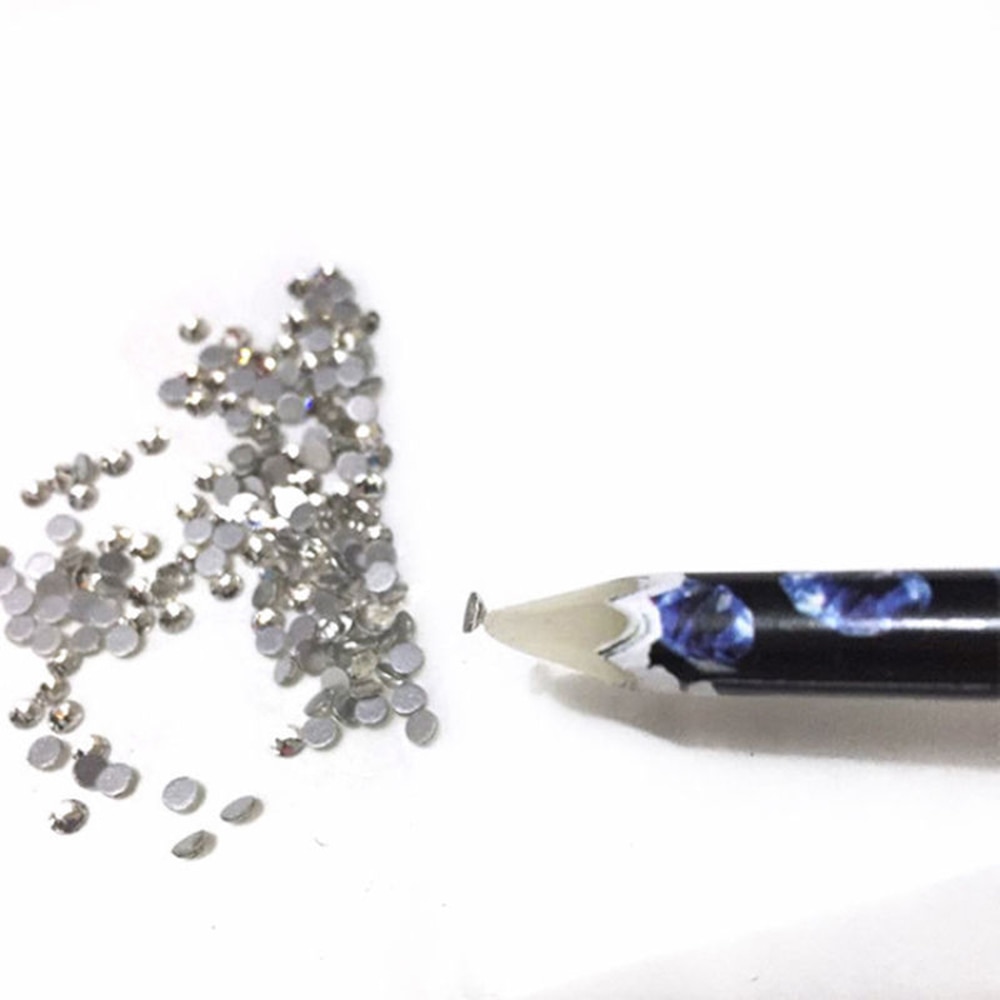 2 Stks/partij Nail Art Zelfklevende Wax Pen Nail Rhinestone Picker Potlood Gem Diamond Crystal Pick Up Tool Voor krijt Nail Art Gereedschap