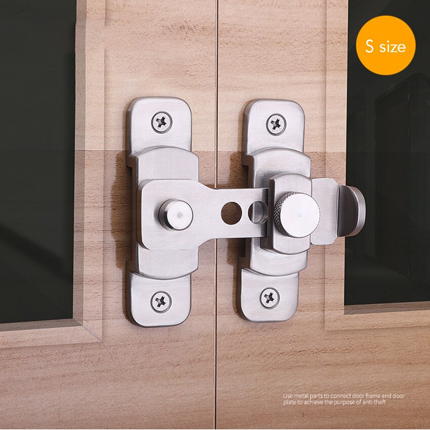 Flip Door Latch, 270 Degree Heavy Duty Stainless Steel Bar Gate Latches Safety Door Lock, Brushed Finish, Thickness 4mm S /L