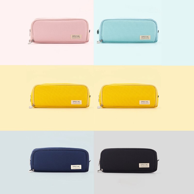 Solid Pencil Bag Multi Layer Big Large Capacity Pencil Pouch Pencil Case Girl School Supplies School Stationery