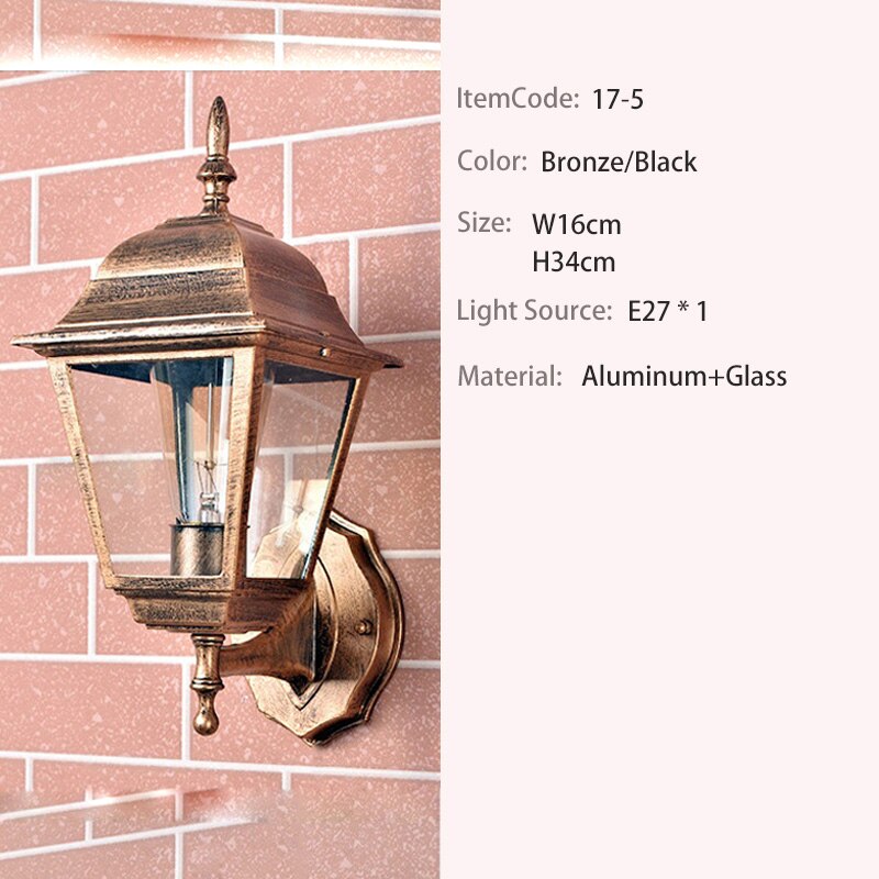 ledet utebelysning vegglys utelys med ledet balkonglys aluminium  e27 lampe: 17-5 w16 h34cm / Bronse