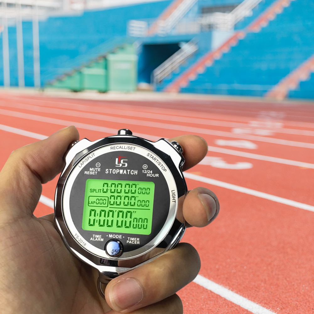 Cronometro Timer Metallo Training Pista di Atletica E Campo Arbitro Luminoso Millesimo Di Secondo Corsa E Jogging di Formazione