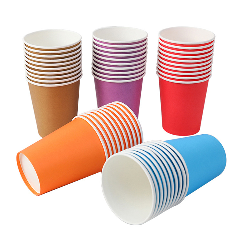 10 stk. 9oz/250ml ensfarvede tykke papkrus engangskop bryllup fødselsdagsfest engangsservice engangs papkrussæt