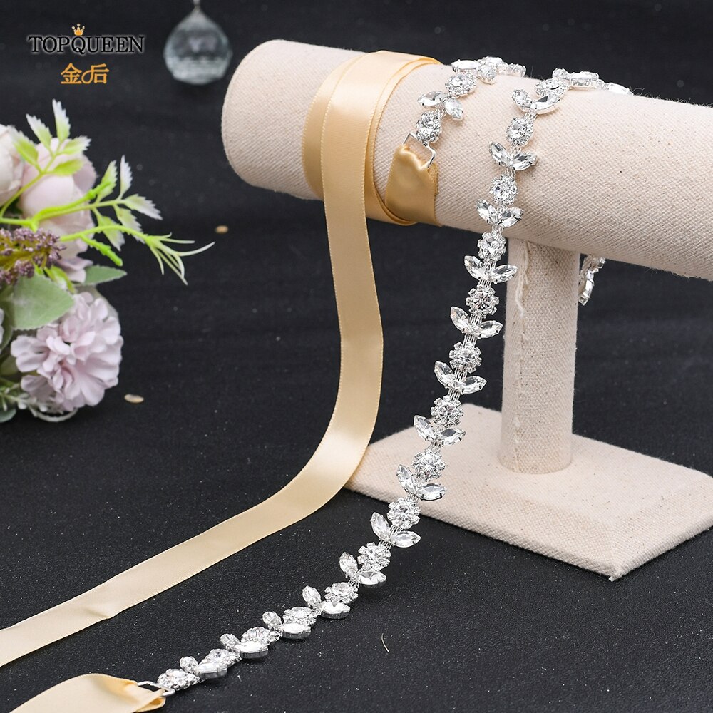 TOPQUEEN Luxus Strass Gürtel Hochzeit Gürtel Diamant Braut Gürtel Schärpe Hochzeit Zubehör Abend Party Band Gürtel Schärpe S440